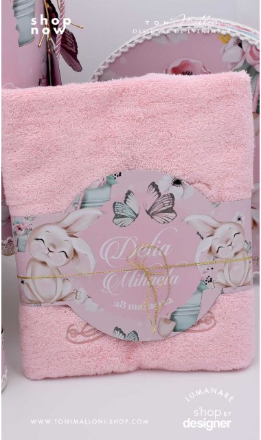 Trusou cu fluturi si flori ideal pentru un botez primavara Pink Spring 7